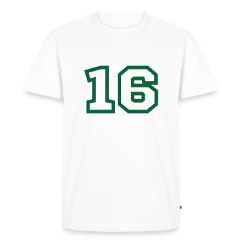 Numéro 16 sport vert - T-shirt Premium bio Homme - blanc - Devant - Nico (187cm)