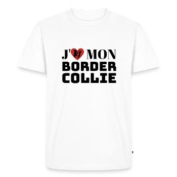 J aime mon border collie - T-shirt Premium bio Homme - blanc - Devant - Nico (187cm)