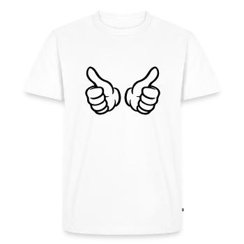 pouces levés main comme - T-shirt Premium bio Homme - blanc - Devant - Nico (187cm)