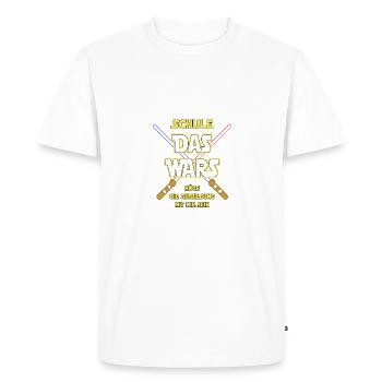 SCHOOL - QUE GUERRE, COMME LA FORMATION AVEC VOUS ... - T-shirt Premium bio Homme - blanc - Devant - Nico (187cm)