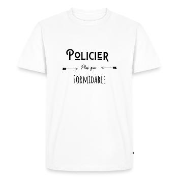 Policier plus que formidable humour citation - T-shirt Premium bio Homme - blanc - Devant - Nico (187cm)