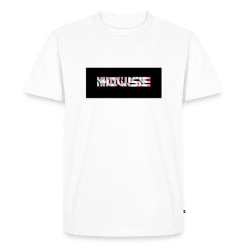 Logo de la maison à effets 3D - T-shirt Premium bio Homme - blanc - Devant - Nico (187cm)