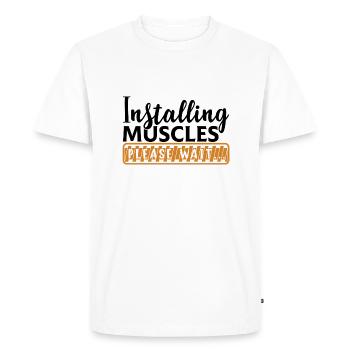 Installation musculaire - T-shirt Premium bio Homme - blanc - Devant - Nico (187cm)