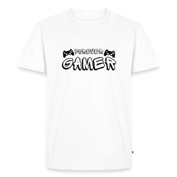Forever Gamer' in Graffiti, for Gamers - Men's Premium Organic T-Shirt - white - Front - Nico (187cm)