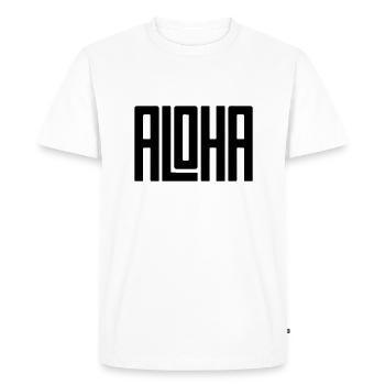 L’art de la typographie aloha - T-shirt Premium bio Homme - blanc - Devant - Nico (187cm)
