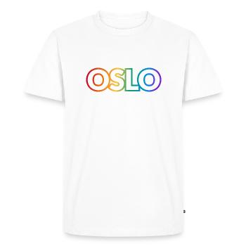 OSLO RAINBOW HAPPY PRIDE - Men's Premium Organic T-Shirt - white - Front - Nico (187cm)