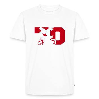 Moto 70 motard - T-shirt Premium bio Homme - blanc - Devant - Nico (187cm)