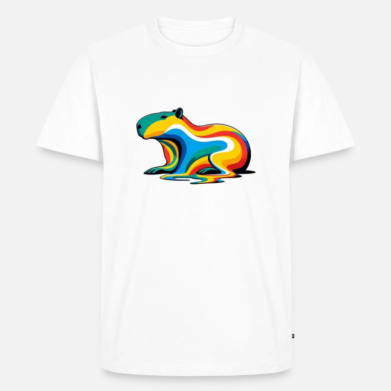Schmelzendes Regenbogen-Capybara - Männer Premium Bio T-Shirt - Weiß