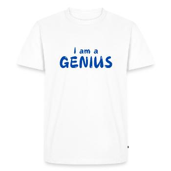 Je suis un GÉNIE - T-shirt Premium bio Homme - blanc - Devant - Nico (187cm)