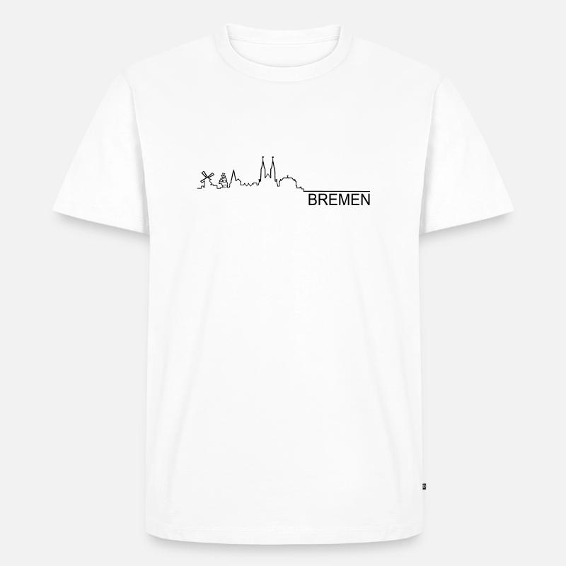 Skyline Bremen Linie - Männer Premium Bio T-Shirt - Weiß