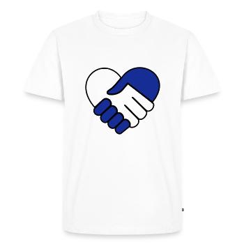 Main dans la main coeur bleu-incolore - T-shirt Premium bio Homme - blanc - Devant - Nico (187cm)