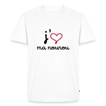 J'aime ma nounou - T-shirt Premium bio Homme - blanc - Devant - Nico (187cm)