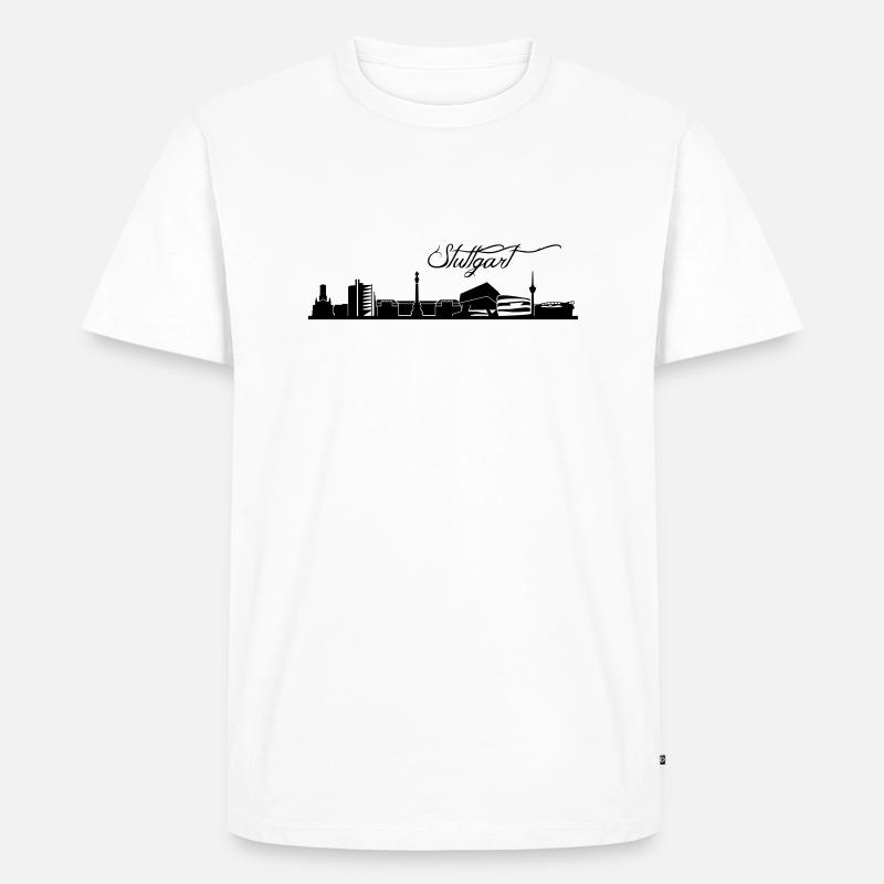 Stuttgarter Skyline - Männer Premium Bio T-Shirt - Weiß