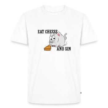 Eat Cheese And Sin - Men's Premium Organic T-Shirt - white - Front - Nico (187cm)