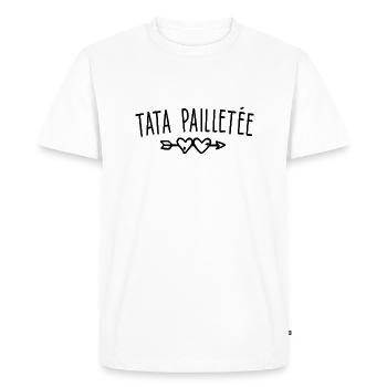Tata pailletée / cadeau humour tata - T-shirt Premium bio Homme - blanc - Devant - Nico (187cm)