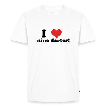 I Love Nine Darter - Men's Premium Organic T-Shirt - white - Front - Nico (187cm)