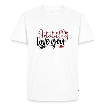 Je t’aime totalement - T-shirt Premium bio Homme - blanc - Devant - Nico (187cm)