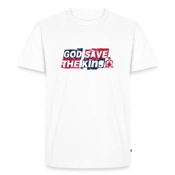 God Save the King Roi Charles III - T-shirt Premium bio Homme - blanc - Devant - Nico (187cm)