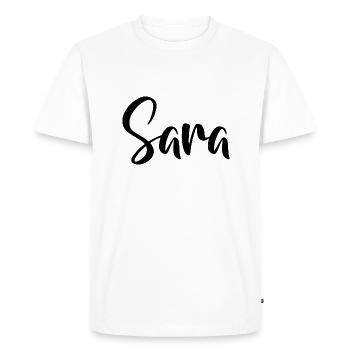 Nom - Sara - T-shirt Premium bio Homme - blanc - Devant - Nico (187cm)