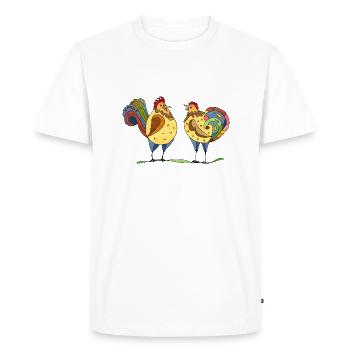 Rooster and hen - Men's Premium Organic T-Shirt - white - Front - Nico (187cm)