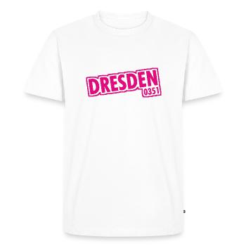 Dresde - 0351 - Indicatif régional - Saxe - T-shirt Premium bio Homme - blanc - Devant - Nico (187cm)