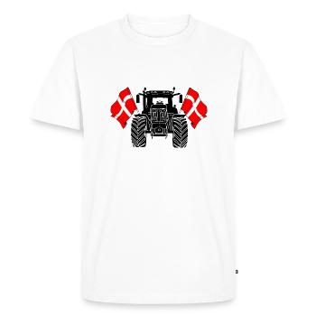 Tracteur deux drapeaux Danemark - T-shirt Premium bio Homme - blanc - Devant - Nico (187cm)
