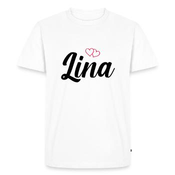 Nom de Lina - T-shirt Premium bio Homme - blanc - Devant - Nico (187cm)