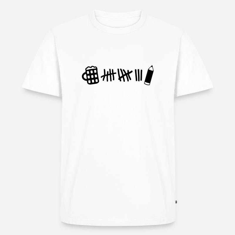 Striche - Bier Stift - Männer Premium Bio T-Shirt - Weiß