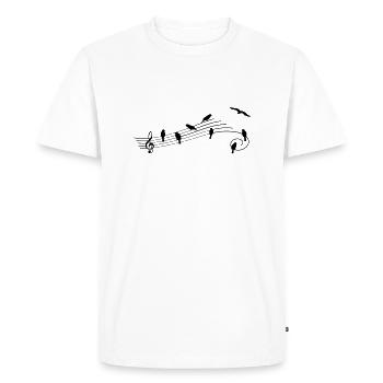 Music bar with birds as musical notes. - Men's Premium Organic T-Shirt - white - Front - Nico (187cm)