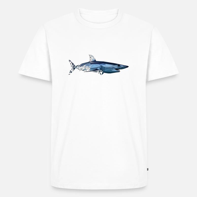Hai | Low Poly - Männer Premium Bio T-Shirt - Weiß