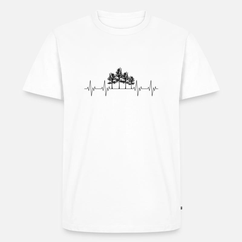 Baum Wald Herzschlag Geschenkidee - Männer Premium Bio T-Shirt - Weiß
