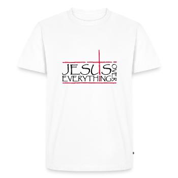 Jésus sur tout - T-shirt Premium bio Homme - blanc - Devant - Nico (187cm)