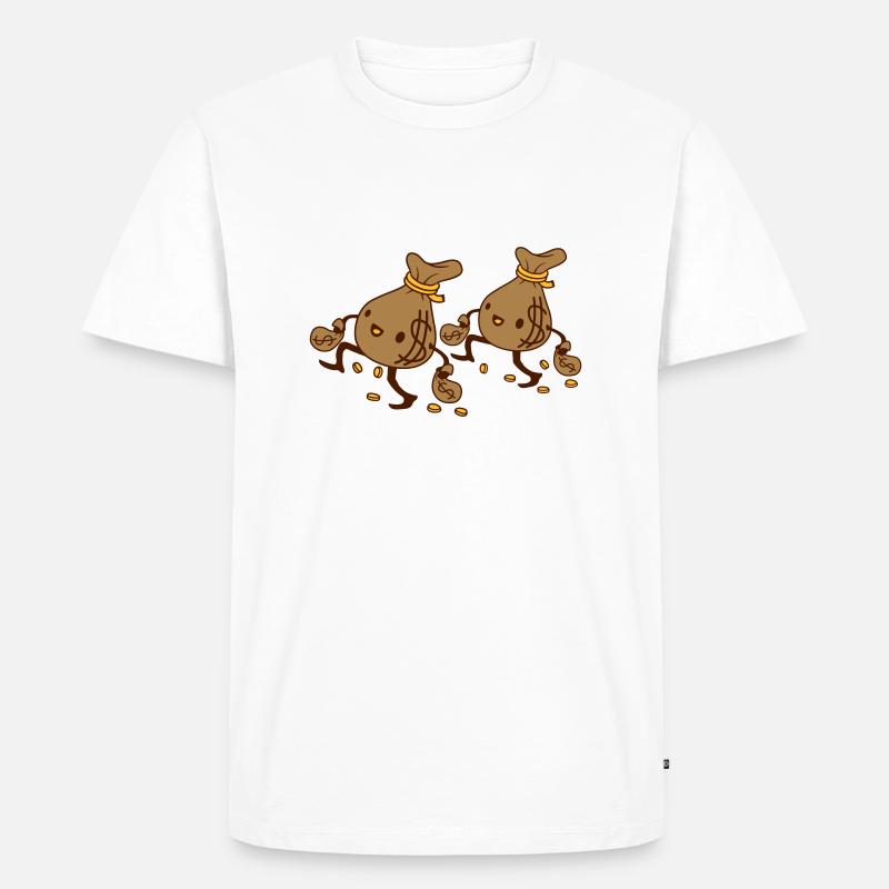 2 gehende Geldsäcke Freunde - Männer Premium Bio T-Shirt - Weiß