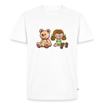 Dessin animé Teddy Bear And Doll - T-shirt Premium bio Homme - blanc - Devant - Nico (187cm)