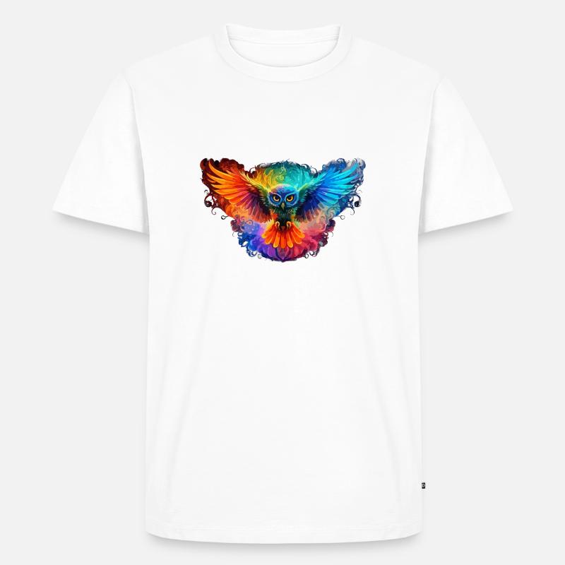 Regenbogen Eulenherz Kunst - Männer Premium Bio T-Shirt - Weiß
