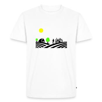 Tractor Farm - Men's Premium Organic T-Shirt - white - Front - Nico (187cm)