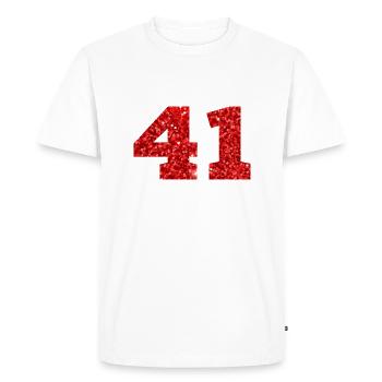 Numéro 41 paillettes rouge - 41e anniversaire - T-shirt Premium bio Homme - blanc - Devant - Nico (187cm)