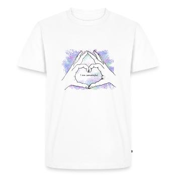 Hands form a heart. I am wonderful - Men's Premium Organic T-Shirt - white - Front - Nico (187cm)