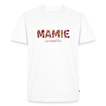 Mamie carrément fun floral- idée cadeau - T-shirt Premium bio Homme - blanc - Devant - Nico (187cm)