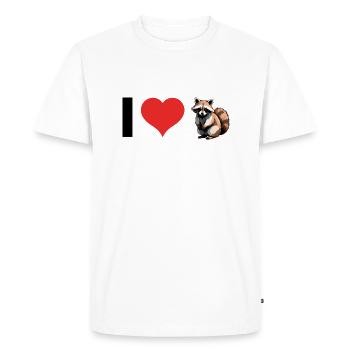 J’aime les ratons laveurs - Autocollant pour animal mignon - T-shirt Premium bio Homme - blanc - Devant - Nico (187cm)