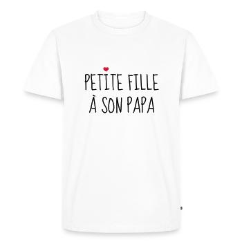 Petite fille à son Papa - Naissance - Enfant - T-shirt Premium bio Homme - blanc - Devant - Nico (187cm)