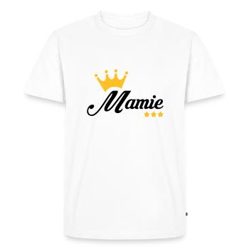 Mamie / Mamy / Grand Mere / Grand-Mère / Bébé - T-shirt Premium bio Homme - blanc - Devant - Nico (187cm)
