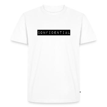 Confidential ! Confidentiel et secret comme slogan - T-shirt Premium bio Homme - blanc - Devant - Nico (187cm)