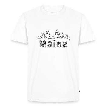 mainz,skyline,font, black, sketch - Men's Premium Organic T-Shirt - white - Front - Nico (187cm)