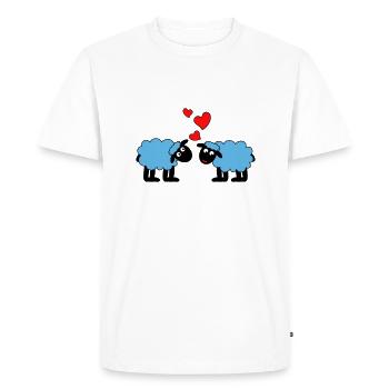 Sheep happily in love Sheep Lambs Hearts - Men's Premium Organic T-Shirt - white - Front - Nico (187cm)