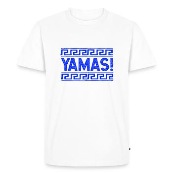 Yamas Ouzo Greece Humor fun saying - Men's Premium Organic T-Shirt - white - Front - Nico (187cm)