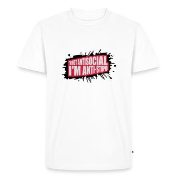 not antisocial anti stupid - Men's Premium Organic T-Shirt - white - Front - Nico (187cm)