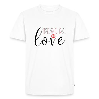 Walk in love à offrir pour tous vos évènements - T-shirt Premium bio Homme - blanc - Devant - Nico (187cm)