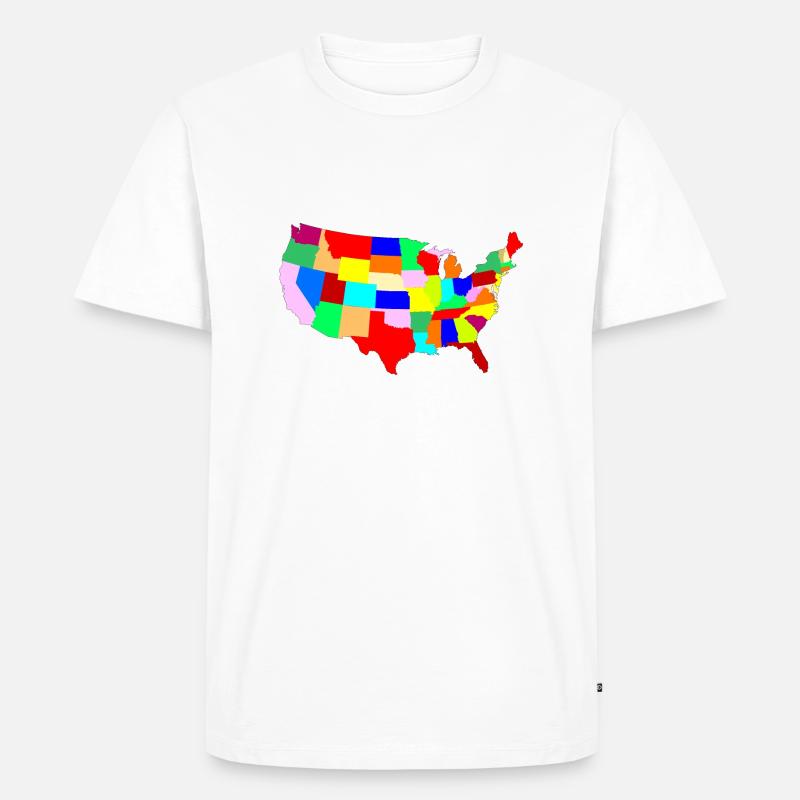 USA Patchwork Map - Men's Premium Organic T-Shirt - white