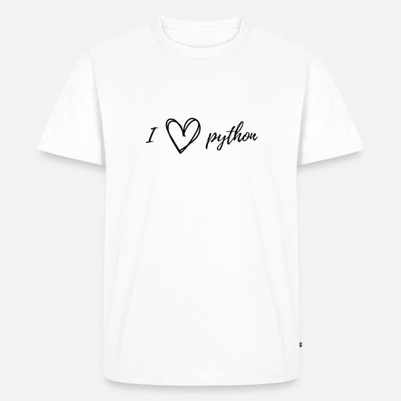 I love python black - Männer Premium Bio T-Shirt - Weiß